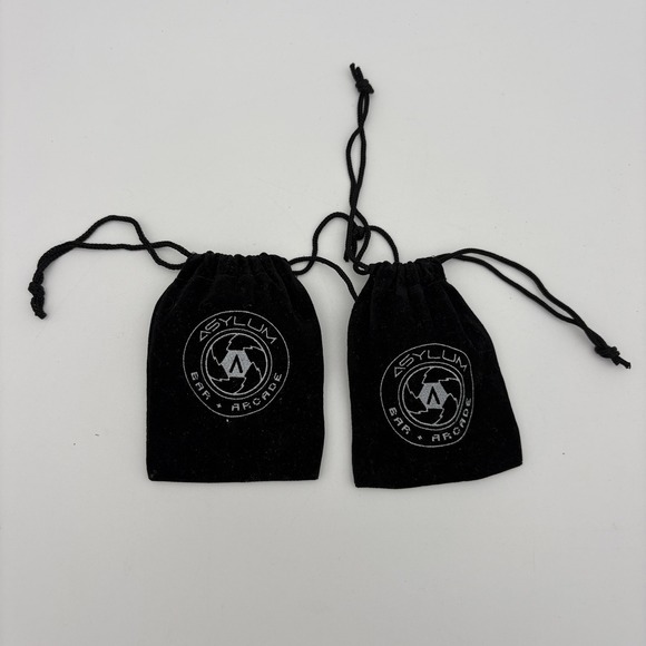 Asylum Bar + Arcade Other - Asylum Bar‎ + Arcade Black Velvet Drawstring Pouches Lot 2 Token Dice Small Bags